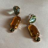 Anthropologie Jewelry | Crystal Drop Earrings A536 | Color: Gold/Green | Size: Os