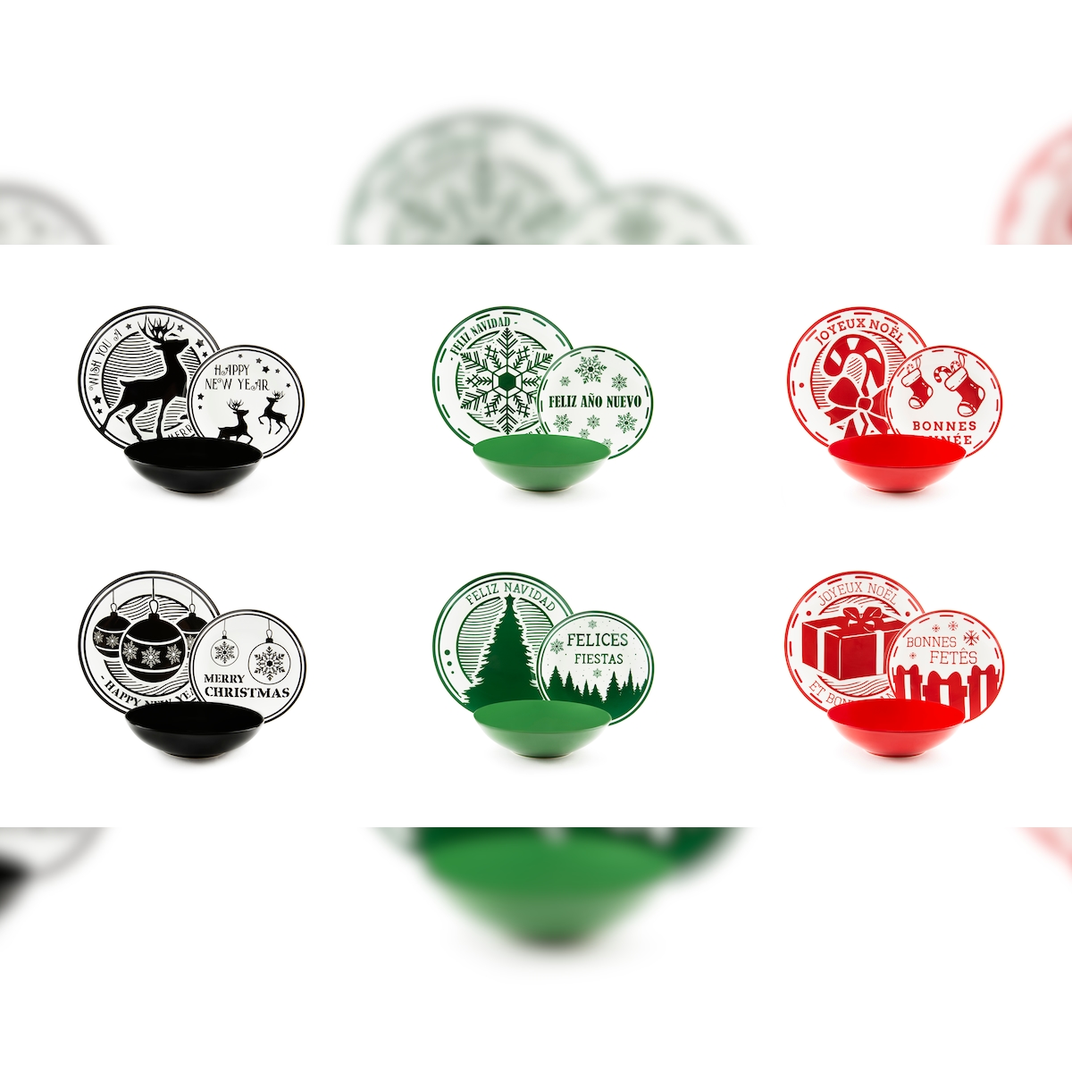 Excelsa Geschirrset 18-Teiliges Christmas Stamp Porzellan Bunt Image