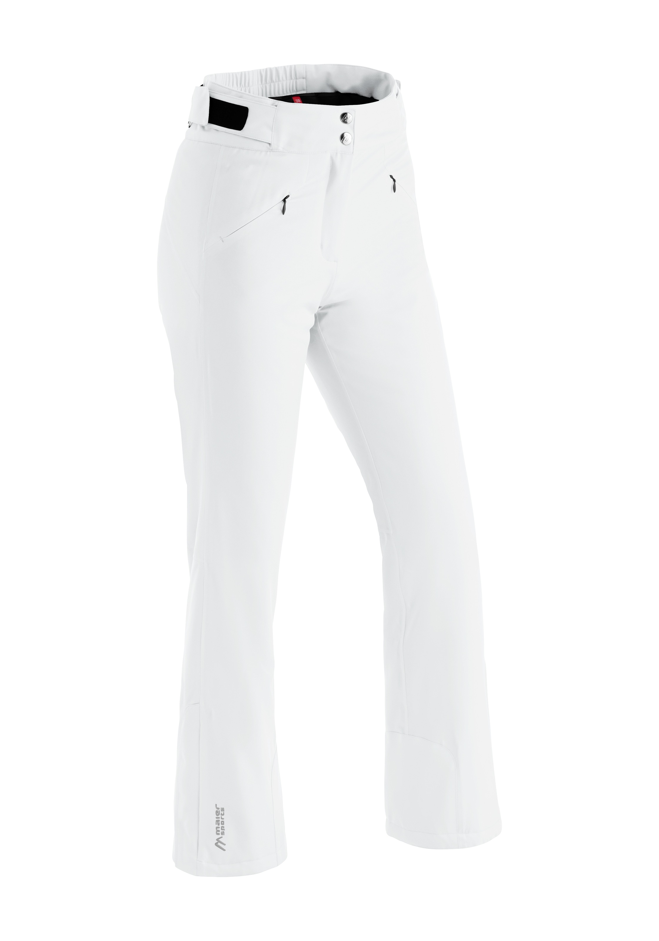 Skihose MAIER SPORTS "Allissia slim 2.1", Damen, Gr. 38, Normalgrößen, weiß, 100% Polyester, Hosen, Damen Schneehose, wind- und wasserdicht, 2 RV-Taschen, Slim Fit Image
