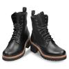 Winterstiefelette PANAMA JACK "Padma", Damen, Gr. 42, schwarz, Nappaleder, unifarben, elegant, Schuhe, Schnürstiefelette, Blockabsatz, Profilsohle, mit Anziehlasche