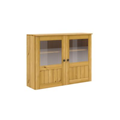 Hängeschrank HOME AFFAIRE "Alby2", beige (natur gebeizt, gewachst), B:100cm H:75cm T:29cm, Massivholz, Schränke, Mit Metallgriffen und Glastüren, Breite 100 cm