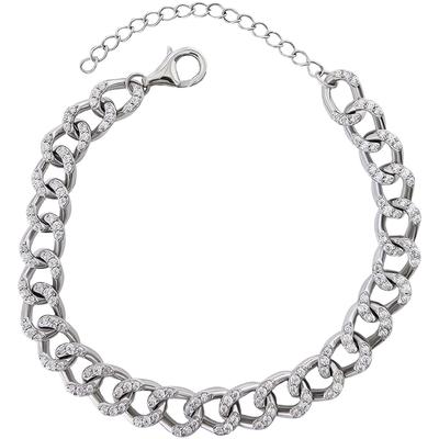 Armband FIRETTI "Schmuck Geschenk Silber 925 Armschmuck Armkette Panzerkette", silber (silberfarben, kristallweiß, krist