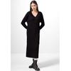 Maxikleid STREET ONE STUDIO, Damen, Gr. 38, EURO-Größen, schwarz, Web, Stoff, 50% Baumwolle, 50% Polyacyl, unifarben, casual, gerade lang, V-Ausschnitt, Langarm Bündchen, Kleider, soft und trageangenehm