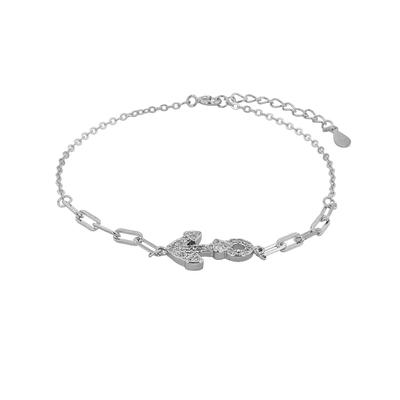 Armband ADELIA´S "Damen Armband Anker aus 925 Silber mit Zirkonia 17+3 cm", silber, Armbänder, Damen, 17 + 3