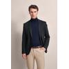 Anzugsakko BUGATTI, Herren, Gr. 50, blau (marine), 66% Polyester, 21% Viskose, 10% Polyamid, 3% Elasthan, unifarben, elegant, normal, Langarm normaler Saum, Sakkos, mit dezenter Struktur