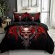 Bedding Set King Size, Gothic Dragon Wings With Chains And Skulls Duvet Cover Kids Breathable Comforter Cover, Soft Microfiber Black Bedding Fade Resistant Quilt Cover Set Decorative 3 Piece