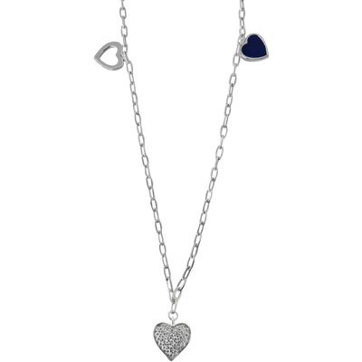 Kette mit Anhänger FIRETTI "Schmuck Geschenk Silber 925 Halsschmuck Halskette Herz", blau (silberfarben, blau, kristallw