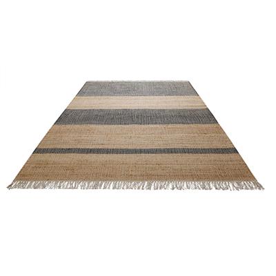 Teppich GREEN LOOOP "Vante GL-82308", braun (anthrazit braun,anthrazit braun), B:200cm H:4mm L:290cm, Jute, Teppiche, Naturfaser Teppich aus 80% Jute 20% Baumwolle, mit Fransen, Wohnzimmer Image