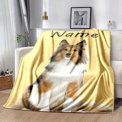 TEMU 1pc Custom Name Blanket Dog Printed On And Warm Blanket Great Holiday Gift For Family And Suitable For Camping And Travel Image