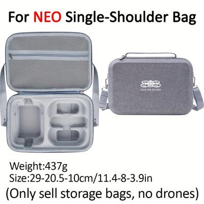 TEMU Dji Neo Drone Accessory Bag - Light Gray, Eva Material, Portable Handbag With Shoulder Strap, Mesh Compartments For Drone Storage, Travel-, Drone Accessories Storage Bag Image