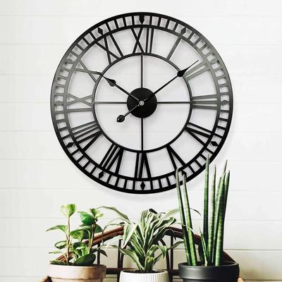 Wetterfeste Gartenuhr, Retro, römische Ziffern, Vintage, einfache Eisenkunst, Outdoor-Uhr, Image