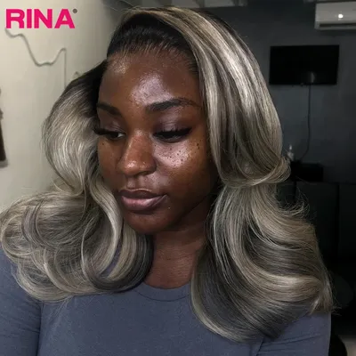 Highlight Ash Blonde Wig Human Hair 13x4 Lace Front Wig Shor Bob Wig Transparent Lace for women 180% density 10-14 Inches
