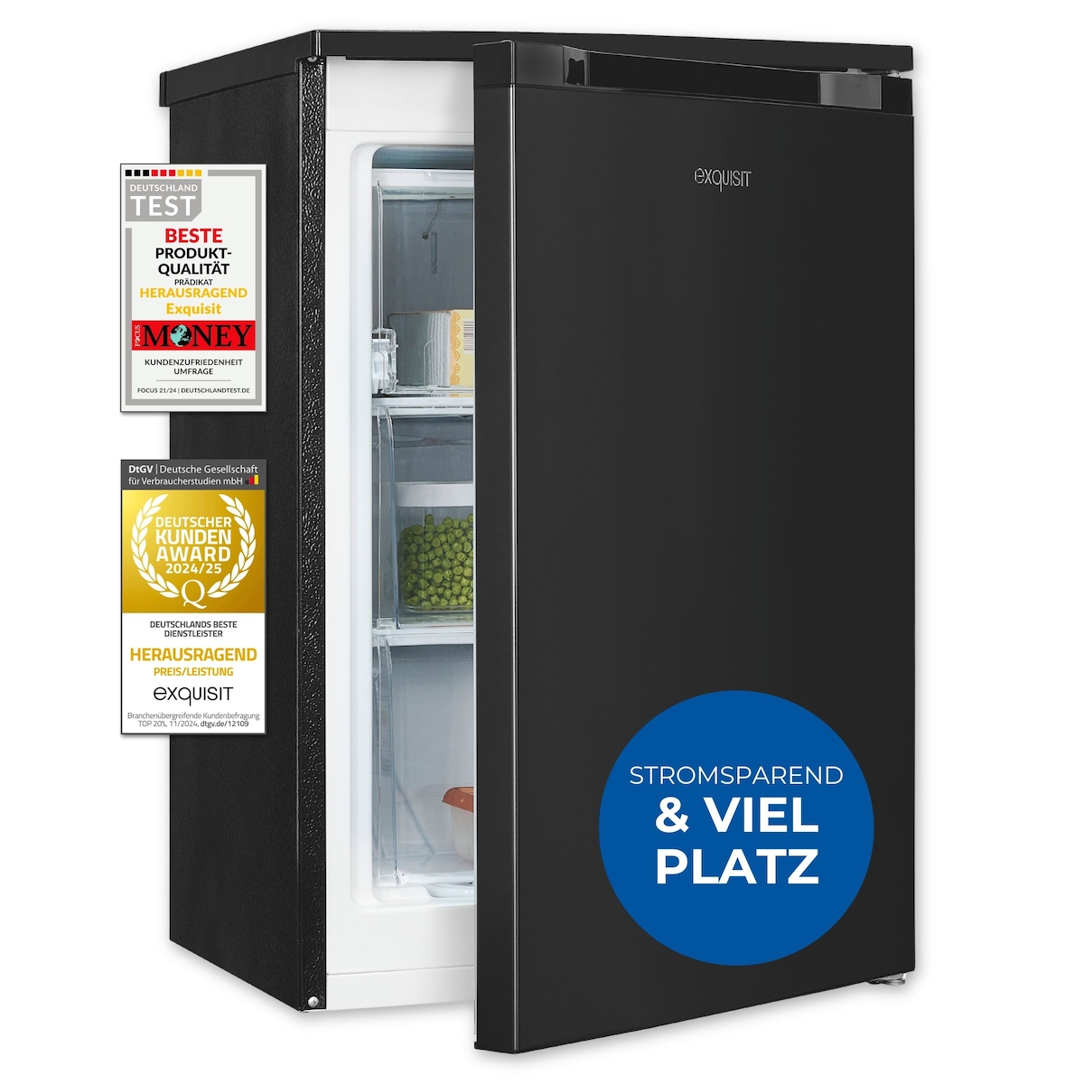 Exquisit Gefrierschrank GS581-051C inoxlook-az | Nutzinhalt: 85 L | Standgerät Image