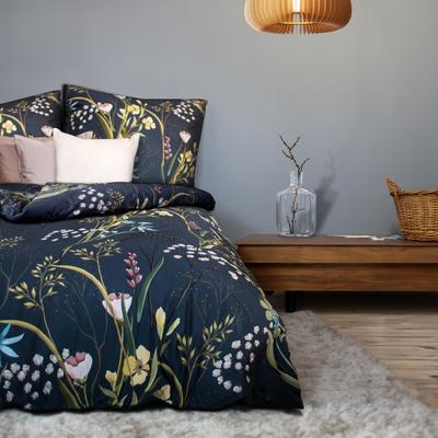 Bettwäsche FLEURESSE "Bed Art S", blau, B/L: 155cm x 220cm, , Mako-Satin, B/L: 80cm x 80cm, Mako-Satin, Obermaterial: 100% Baumwolle, Bettwäsche, Mako Satin 100% Baumwolle mit Reißverschluss Image