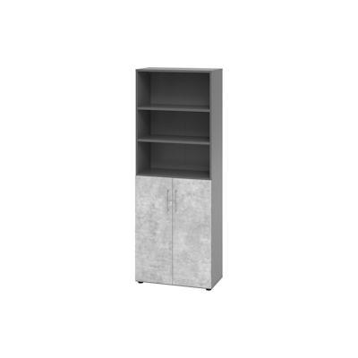 Hammerbacher Schrank 6OH /3OH Türen BxTxH 80x42x215,6cm Griff BS Graphit/Beton