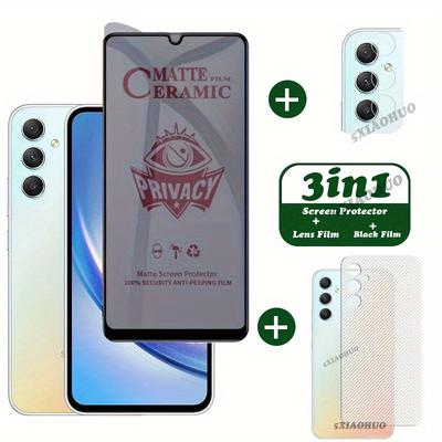 TEMU 3 In 1 For A73/a53/a54/a34 5g/a24 Anti-peeping Privacy Tempered Glass Soft Film Screen Protector+lens Film+back Film