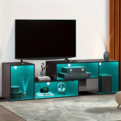 TEMU Sablyme Diy Deformable Tv Stand With Led Strip, Modern Entertainment Center, 2 Pcs Media Console Cabinet For 45- 70 Inch Tvs, Black