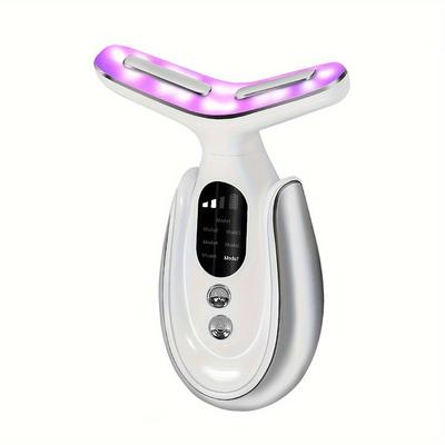 TEMU Cloud Prime Neck Massager, Led, 7 Modes, Usb Rechargeable, No Formaldehyde, 4v-12v Voltage, 400mah Lithium Battery, Facial Care Tool For Beauty And Personal Care