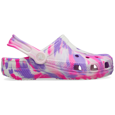 Crocs Pink Crush / Multi Kids' Classic Glow-In-The-Dark Marbled Clog Shoes