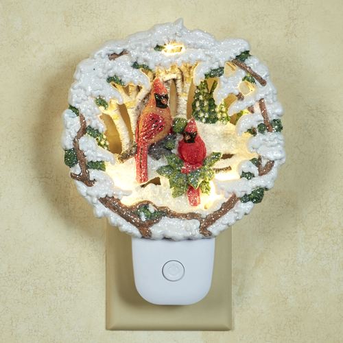 Cardinal Winter Scene Nightlight White , White