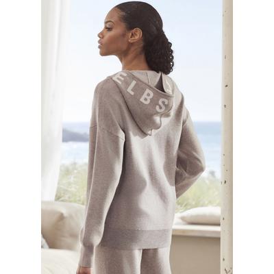 Strickjacke ELBSAND, Damen, Gr. 36/38, grau (taupe), Feinstrick, Strick, Obermaterial: 50% Viskose (LENZING), 28% Polyester, 22% Nylon, meliert, casual, bequem hüftlang, Langarm Rippbündchen, Strickjacken, aus hochwertigem Strick, Loungewear Image