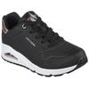 Sneaker SKECHERS "UNO GOLDEN AIR", Damen, Gr. 40, schwarz-weiß (schwarz, weiß), Lederimitat, kontrastfarbene Details, sportlich, Schuhe Sneaker, Freizeitschuh, Halbschuh, Schnürschuh mit Metallic-Einsatz