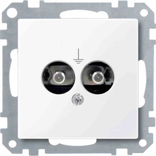 Merten System M Tragring, Potenzialausgleich-Steckdose, aktivweiß, glänzend, Befestigung mit Schraube, mit Aufdruck, ohne Beschriftungsfeld Image
