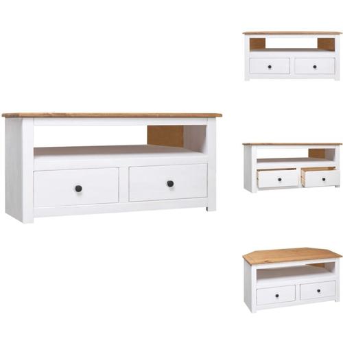 TV-Möbel - Living TV-Eckschrank Weiß 93 x 49 x 49 cm Massivholz Panama-Kiefer