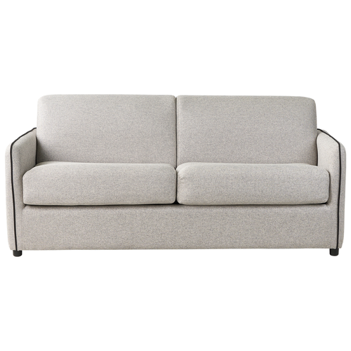 2-Sitzer Sofa Hellgrau Stoffbezug mit Schlaffunktion Lattenrost Matratze Schmale Armlehnen Freistellbar Modern Wohnzimmer Schlafsofa Sofabett