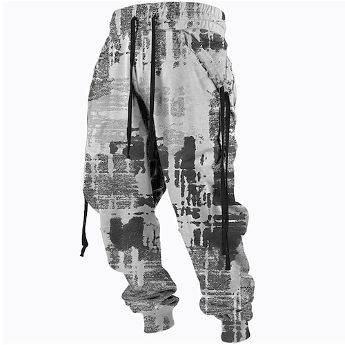 Herren Graphic Jogginghose Trainingshose Jogginghose Jogger Hosen Hose Mittlere Taillenlinie Elastischer Kordelzug in der Taille Vintage Brautkleider schlicht Outdoor Strasse Alltagskleidung Tasche Image
