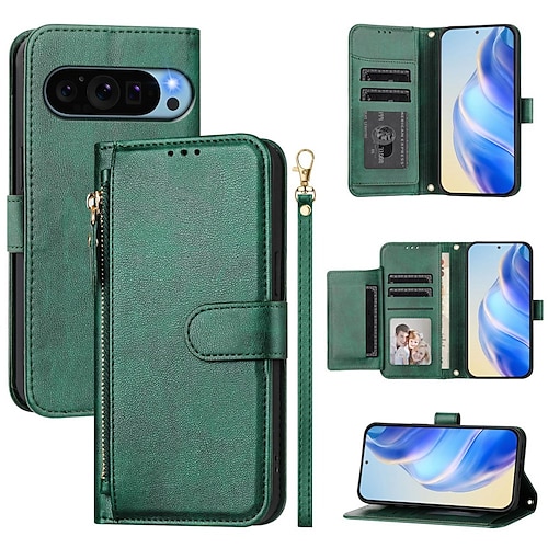 Handy Hülle Handyhüllen Für Google Pixel 9 Pro Pixel 9 Pro XL Pixel 8 Pro Pixel 8 Pixel 9 Pixel 7 Pixel 7 Pro Pixel 6 Pixel 6 Pro Brieftasche Kartenetui mit Halterung Reisverschluss Ganzkörperschutz Image