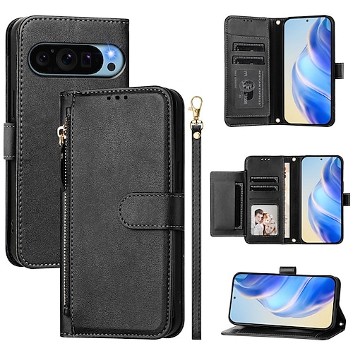 Handy Hülle Handyhüllen Für Google Pixel 9 Pro Pixel 9 Pro XL Pixel 8 Pro Pixel 8 Pixel 9 Pixel 7 Pixel 7 Pro Pixel 6 Pixel 6 Pro Brieftasche Kartenetui mit Halterung Reisverschluss Ganzkörperschutz