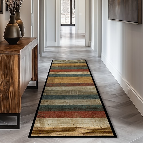 Vintage Boho Shaggy Flur Läufer Teppich weich, rutschfeste waschbare Eingangsmatte, Bauernhaus Küche, Badezimmer, Schlafzimmer Bereich Teppich Image