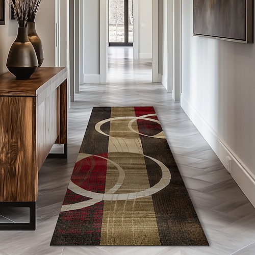 Vintage Boho Shaggy Flur Läufer Teppich weich, rutschfeste waschbare Eingangsmatte, Bauernhaus Küche, Badezimmer, Schlafzimmer Bereich Teppich Image