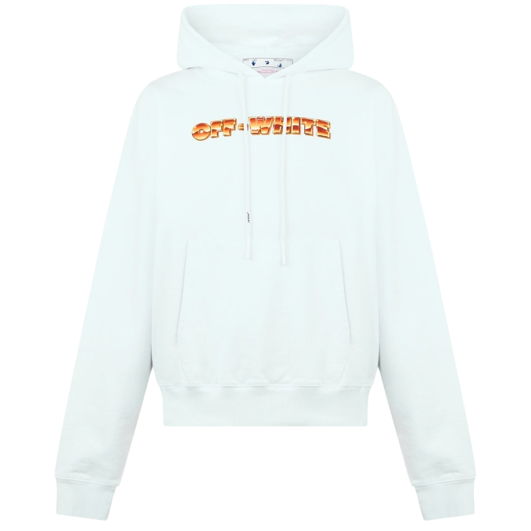Off-White Kapuzenpullover in Skate-Weiss mit orangefarbenem Metallpfeil-Logo