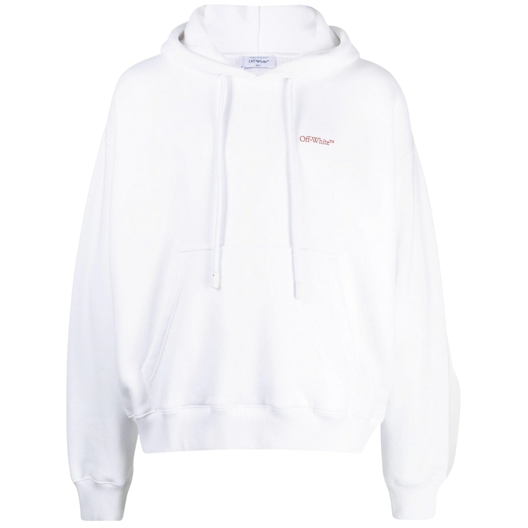 Off-White Scratch Tab Weisser Skate Fit Kapuzenpullover