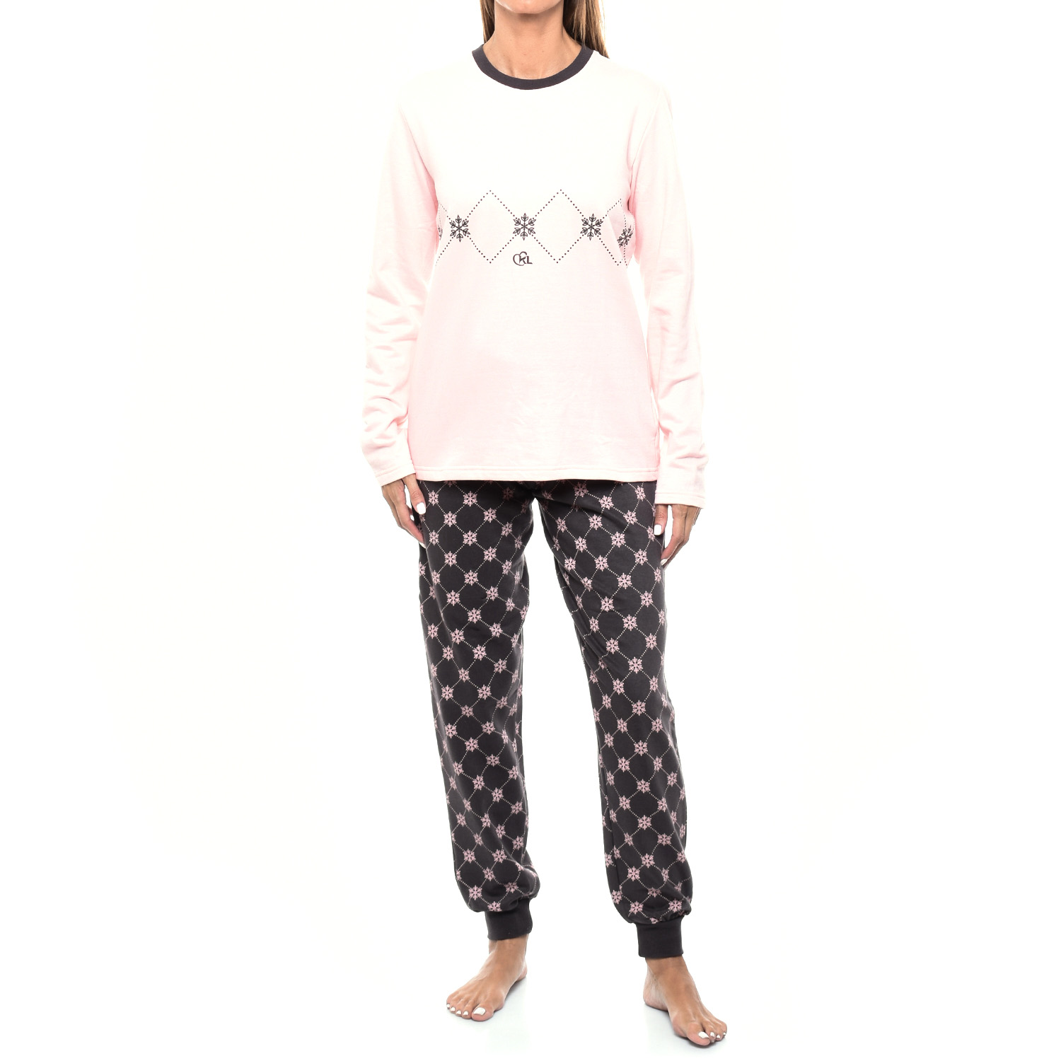 KLP2 Damen-Winterpyjama mit langen Ärmeln und Plüsch Image