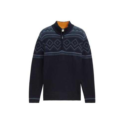 TOM TAILOR Herren Fair Isle Strick Troyer, blau, Norweger, Gr. XL