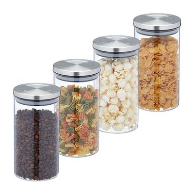 relaxdays 4er-Pack Vorratsgläser mit Deckel 1000 ml, 9.5 cm Image