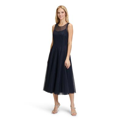 Cocktailkleid VERA MONT "Vera Mont Cocktailkleid figurbetont", Damen, Gr. 44, Normalgrößen, blau (night sky), Tüll, Obermaterial: 100% Polyester. Futter: 100% Polyester., festlich, Basic schmal kurz, Rundhals, ohne Ärmel, Kleider, Nahtführung Image