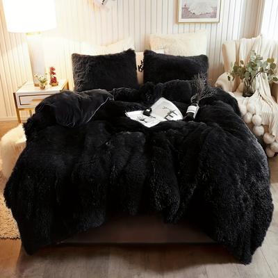 TEMU Plush Fluffy Duvet Cover Luxurious Super Soft Bedding 1 Piece (1 Faux Fur Duvet Cover And 2 Pillowcases) Zipper Closure