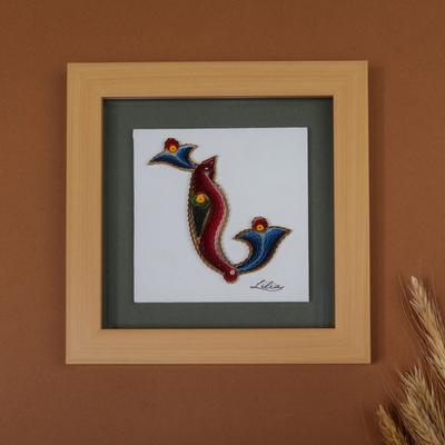 'Artisan-Made Bird Alphabet-Themed Paper Letter N Wall Accent'