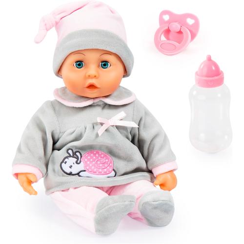 Babypuppe BAYER ""First Words Baby, 38 cm grau/rosa"" Puppen grau (grau/rosa) Kinder