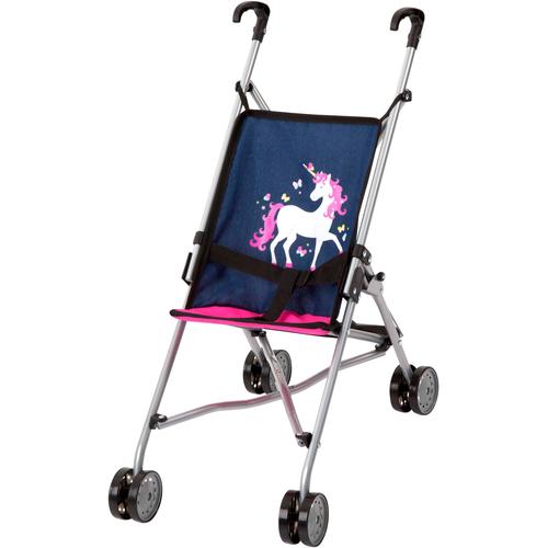 Puppenbuggy BAYER ""blau mit Einhorn"" Puppenwagen bunt (blau, pink) Kinder