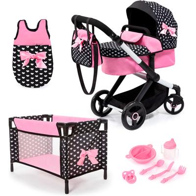 Kombi-Puppenwagen BAYER "Xeo Mega, schwarz", schwarz, Puppenwagen, KinderB:37cm H:73cm T:68cm, Kunststoff, Stoff, Metall, B:37cm H:73cm T:68cm
