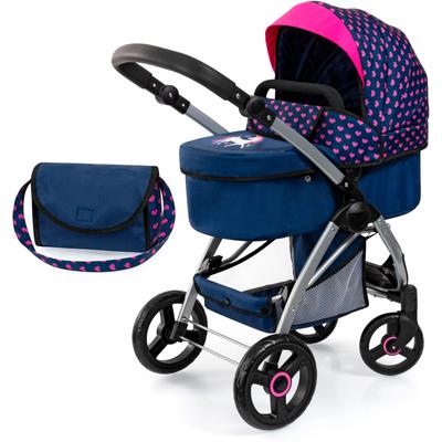 Kombi-Puppenwagen BAYER "City Max blau", bunt (blau, pink), Puppenwagen, KinderB:69cm H:74cm T:41cm, Kunststoff, Metall,