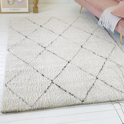 Hochflor-Teppich MY HOME "Aveline, auch als Läufer erhältlich", beige, B:120cm H:35mm L:170cm, Polypropylen, Teppiche, Langflor, Shaggy im Berber Stil, geometrisch, Raute, Wohnzimmer Image