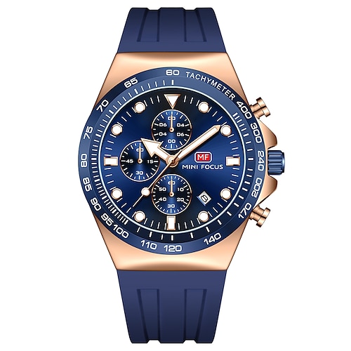 Montre à quartz MINI FOCUS pour hommes montre-bracelet décontractée de mode calendrier lumineux décoration étanche montre en gel silicone cadeau pour la fête des pères