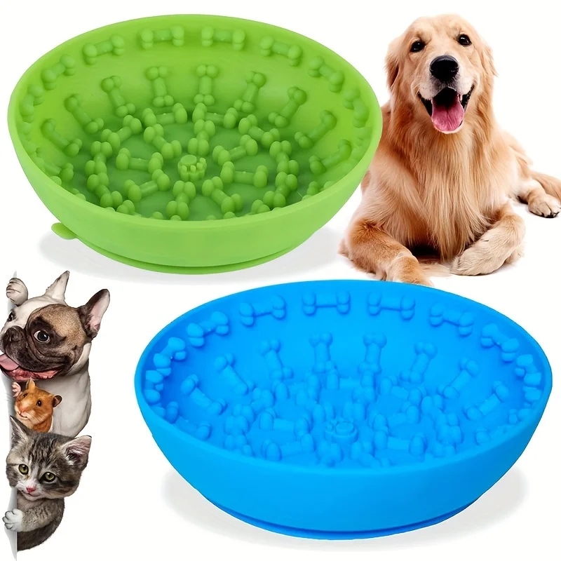 Bol de nourriture lente, mangeoire pour animaux de compagnie, vaisselle, tampons Anti-basculement, ventouses, bassins de nourriture lente, assiettes, Massage, léchage, bol de nourriture pour chien
