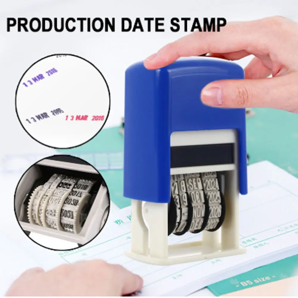 Tampon de Date à encre, sceaux en plastique multicolores carrés, papeterie pour Scrapbook, fournitures scolaires et de bureau durables, DIY bricolage